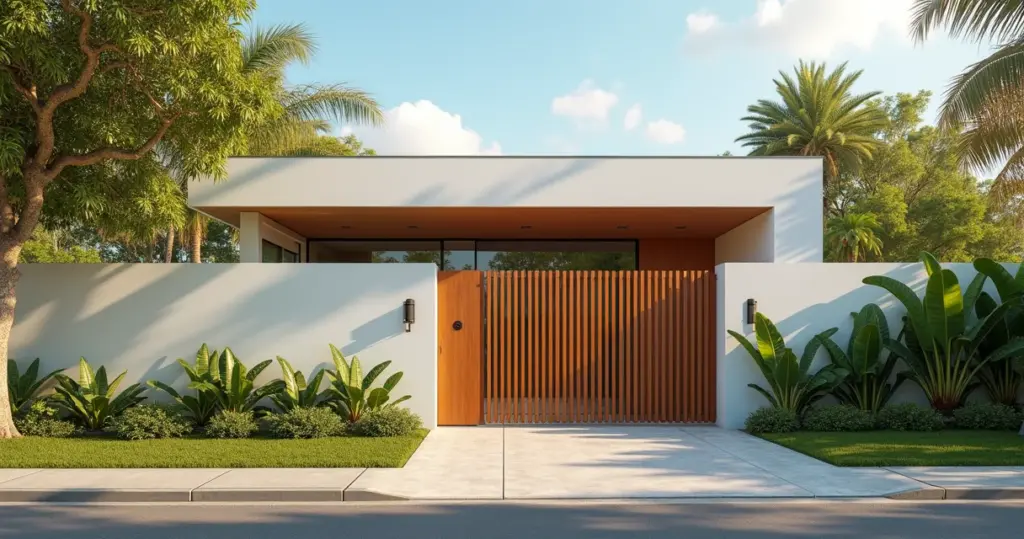 15 Ideias de Fachada de Muro Simples com um Portão que Economizam 40% 15 Ideias de Fachada de Muro Simples com um Portão que Economizam 40%