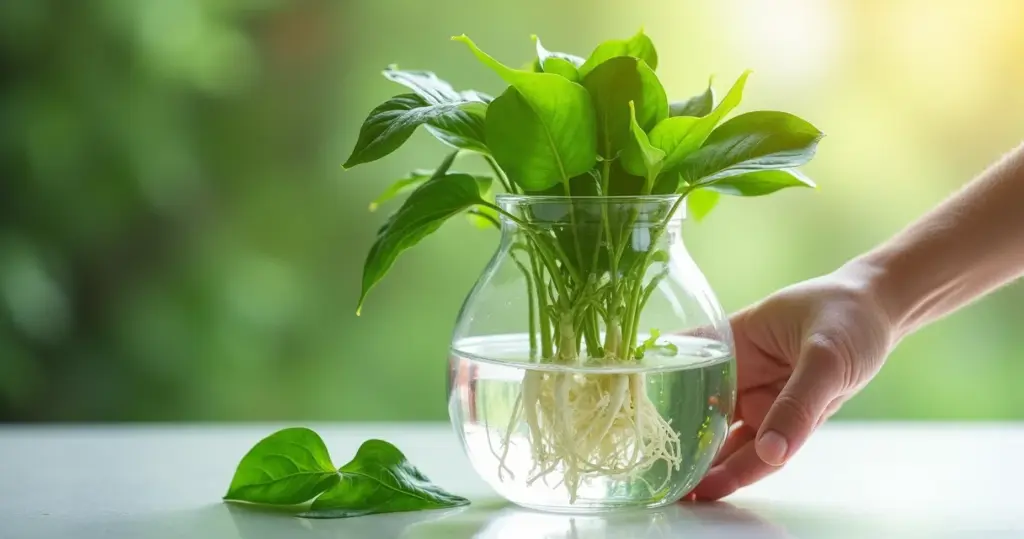 Jiboia no vaso com água: erro comum que amarela as folhas