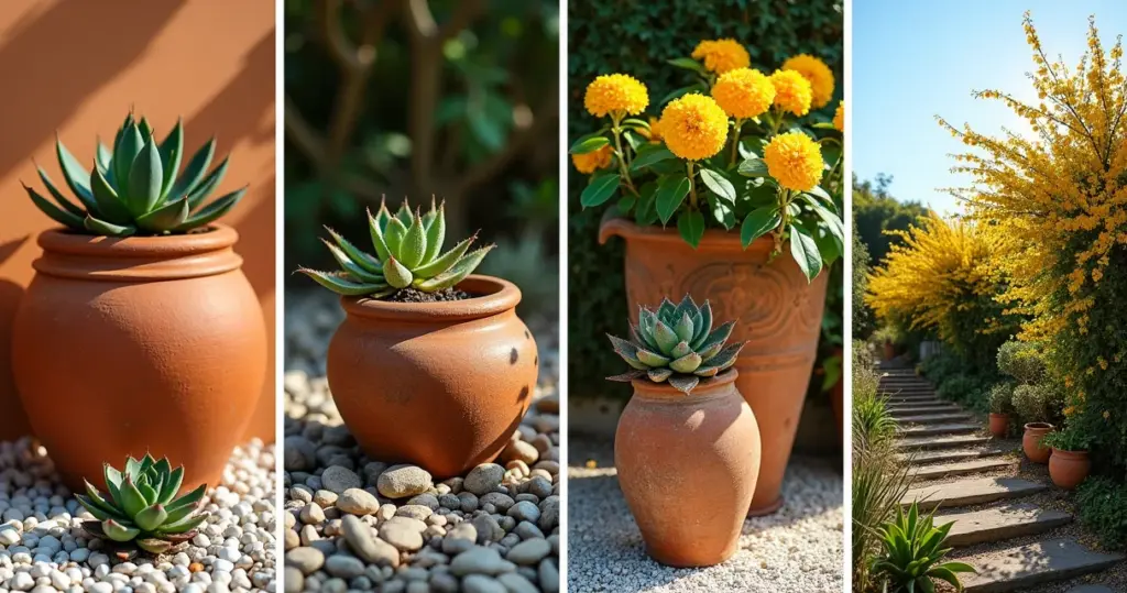 35 Ideias de Jardim com Vasos de Barro e Pedras Que Você Vai Amar