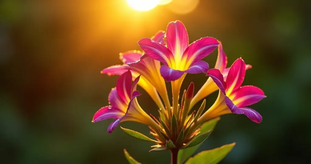 Planta maravilha que floresce à noite com múltiplas cores